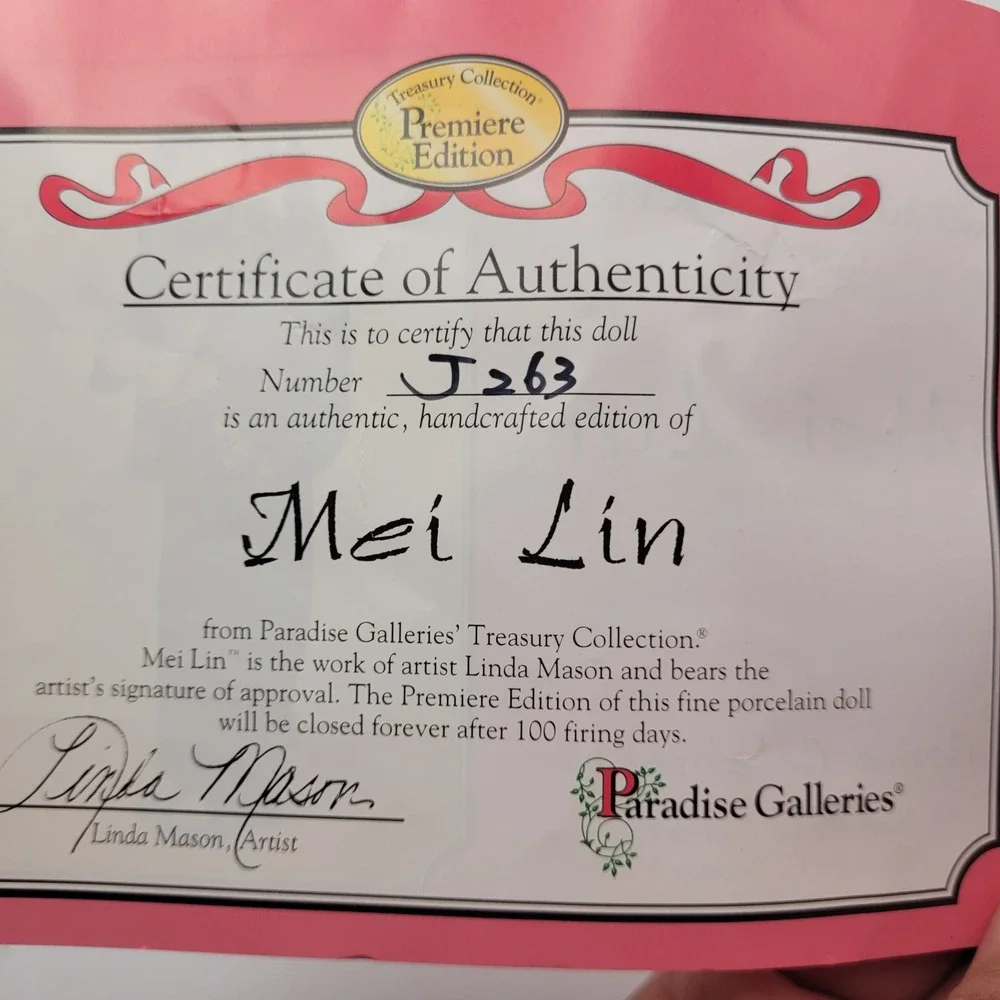 Paradise Galleries Mei Lin Porcelain Doll Linda Mason Treasury Collection J263